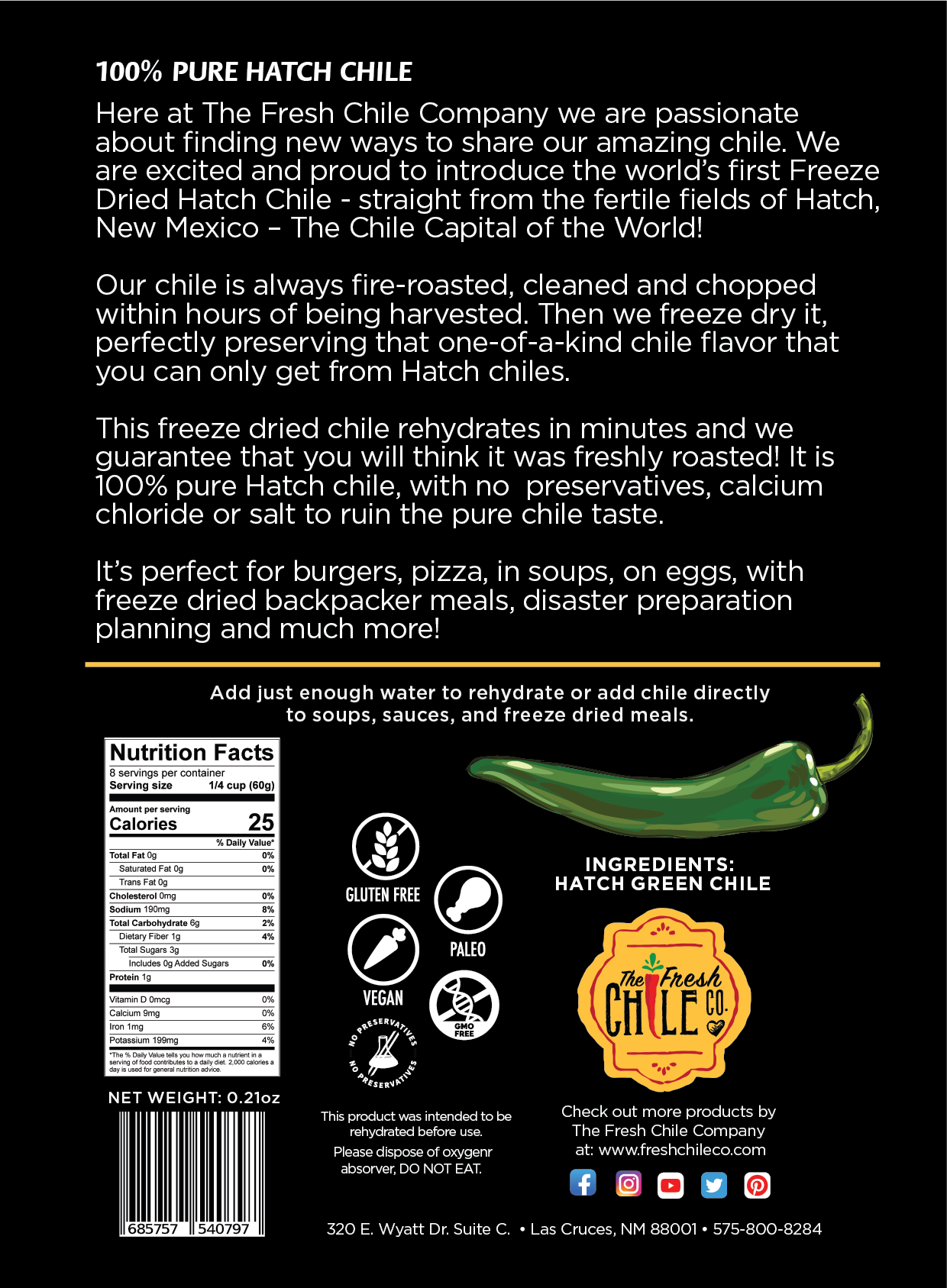 Freeze Dried Hatch Green Chile